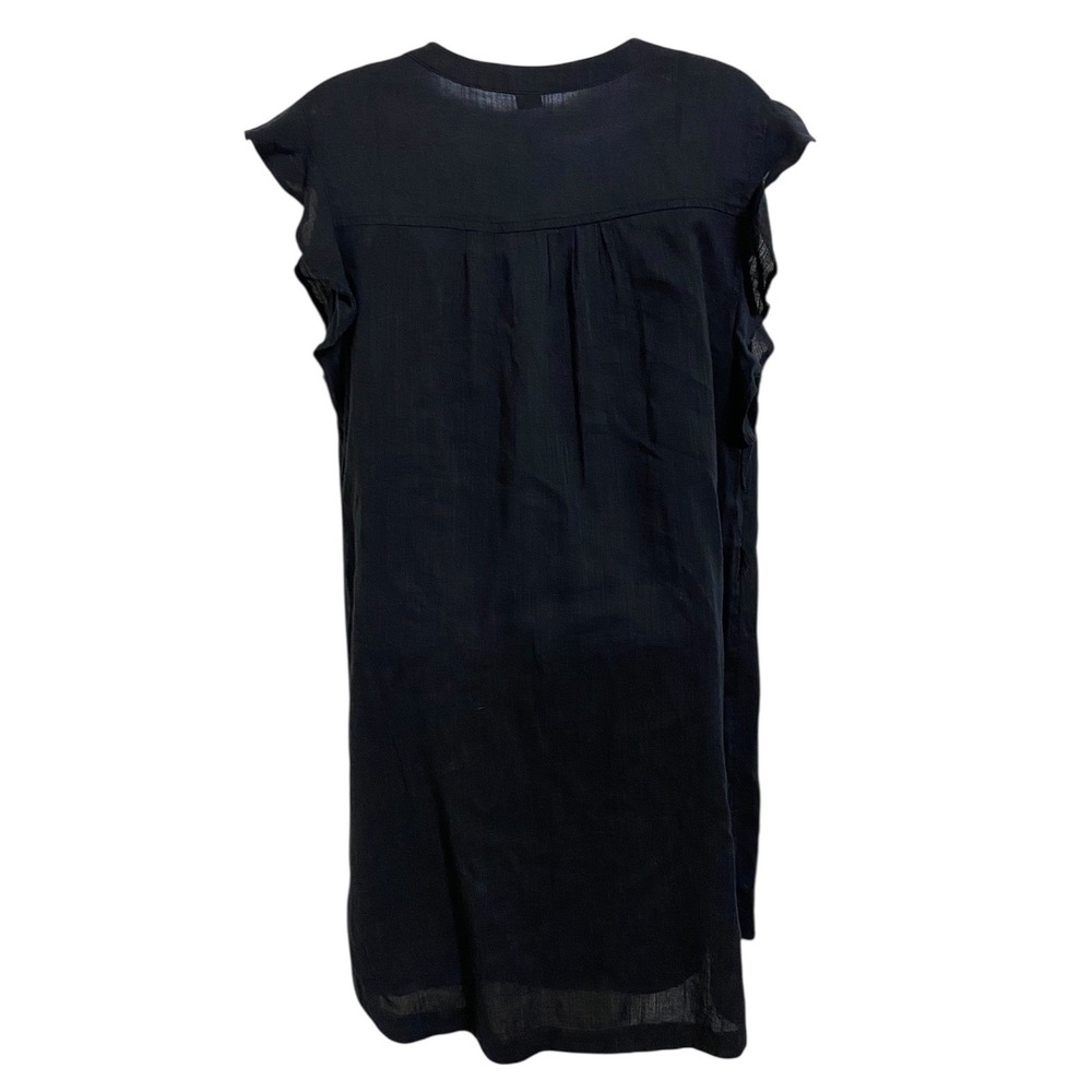 Old‎ Navy Black Ruffle Sleeve Henley Mini Dress Cotton Blend Preppy Boho Medium - Picture 4 of 8